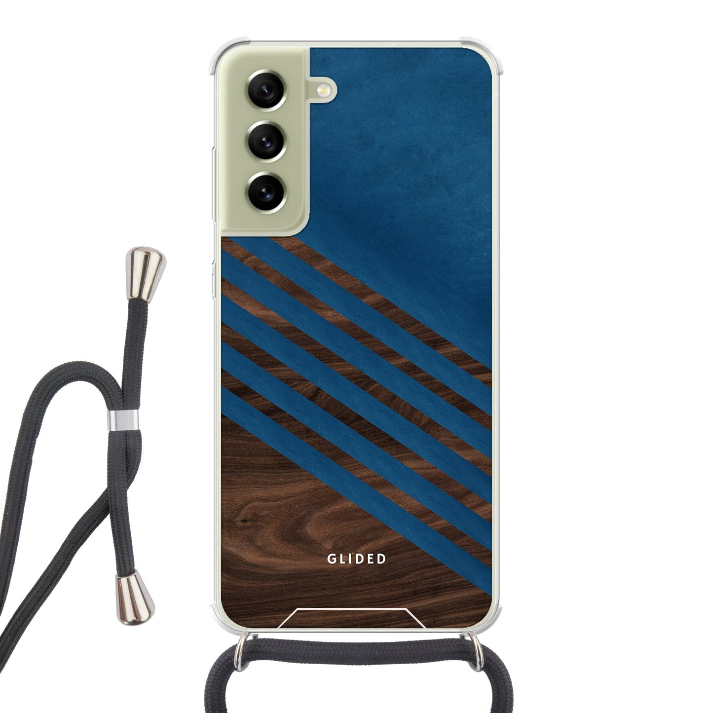 Blue Wood - Samsung Galaxy S21 FE Handyhülle Crossbody case mit Band