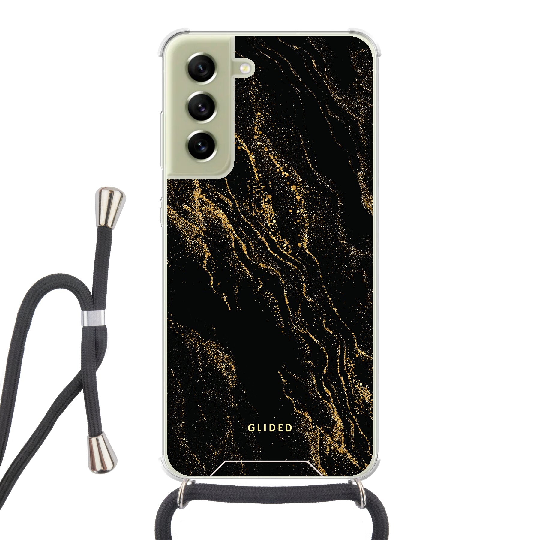 Black Marble - Samsung Galaxy S21 FE Handyhülle Crossbody case mit Band