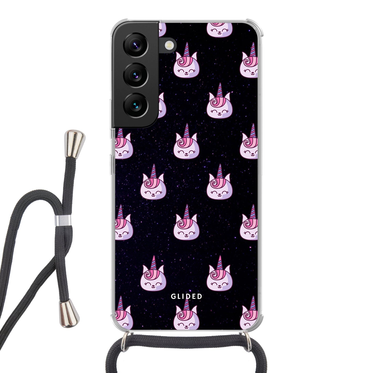 Unicorn Meow - Samsung Galaxy S22 Handyhülle Crossbody case mit Band