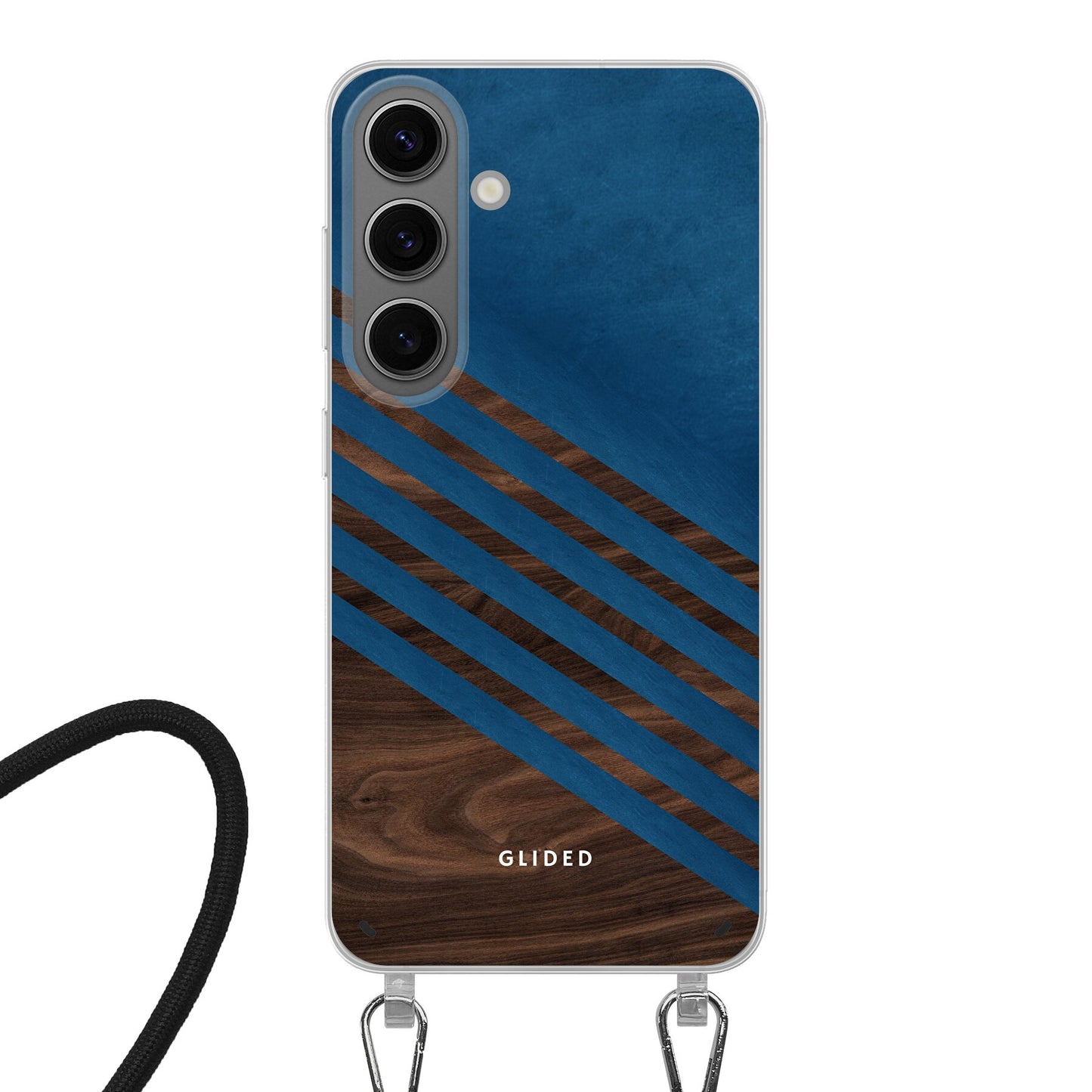 Blue Wood - Samsung Galaxy S24 Handyhülle Crossbody case mit Band