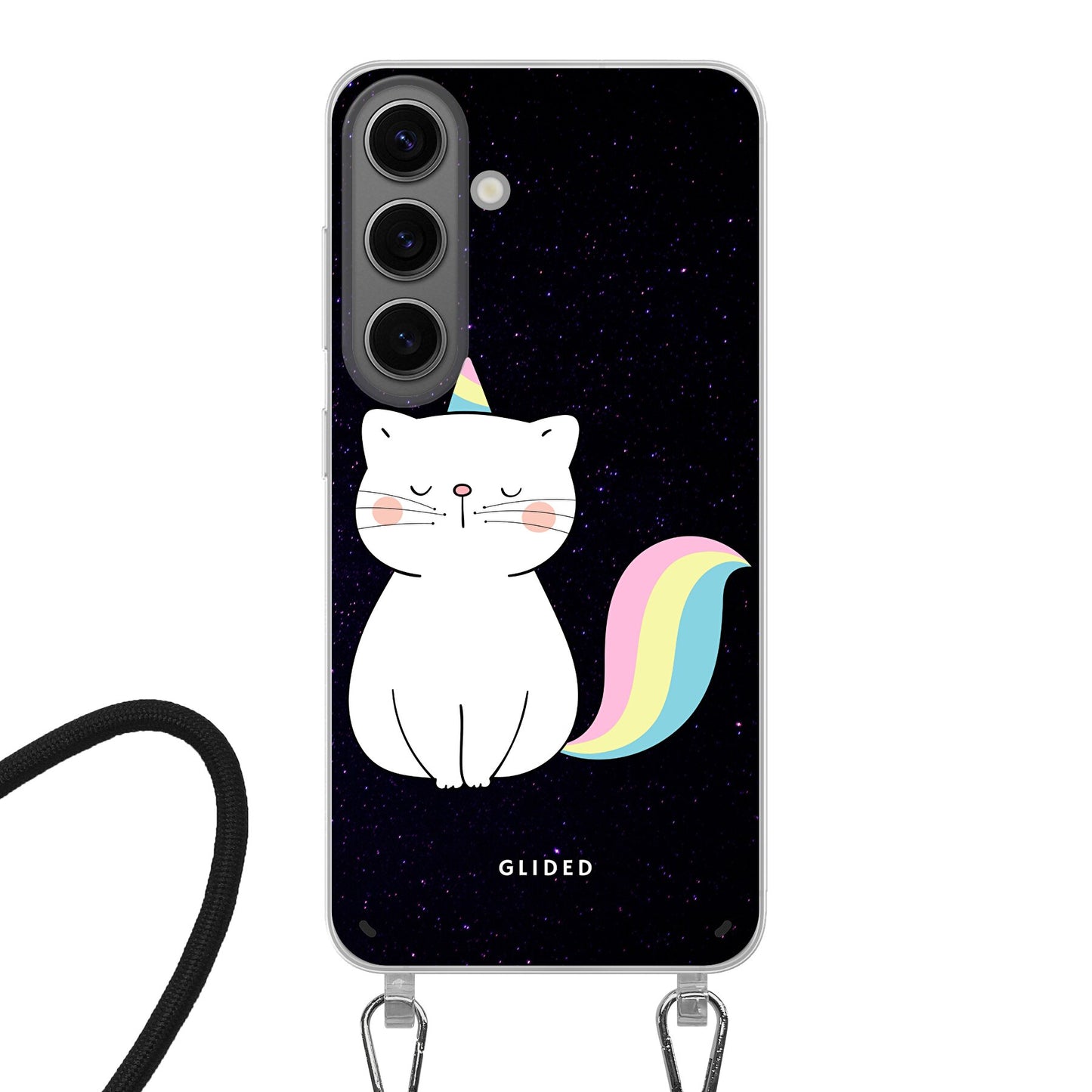 Unicorn Cat - Samsung Galaxy S24 Handyhülle Crossbody case mit Band