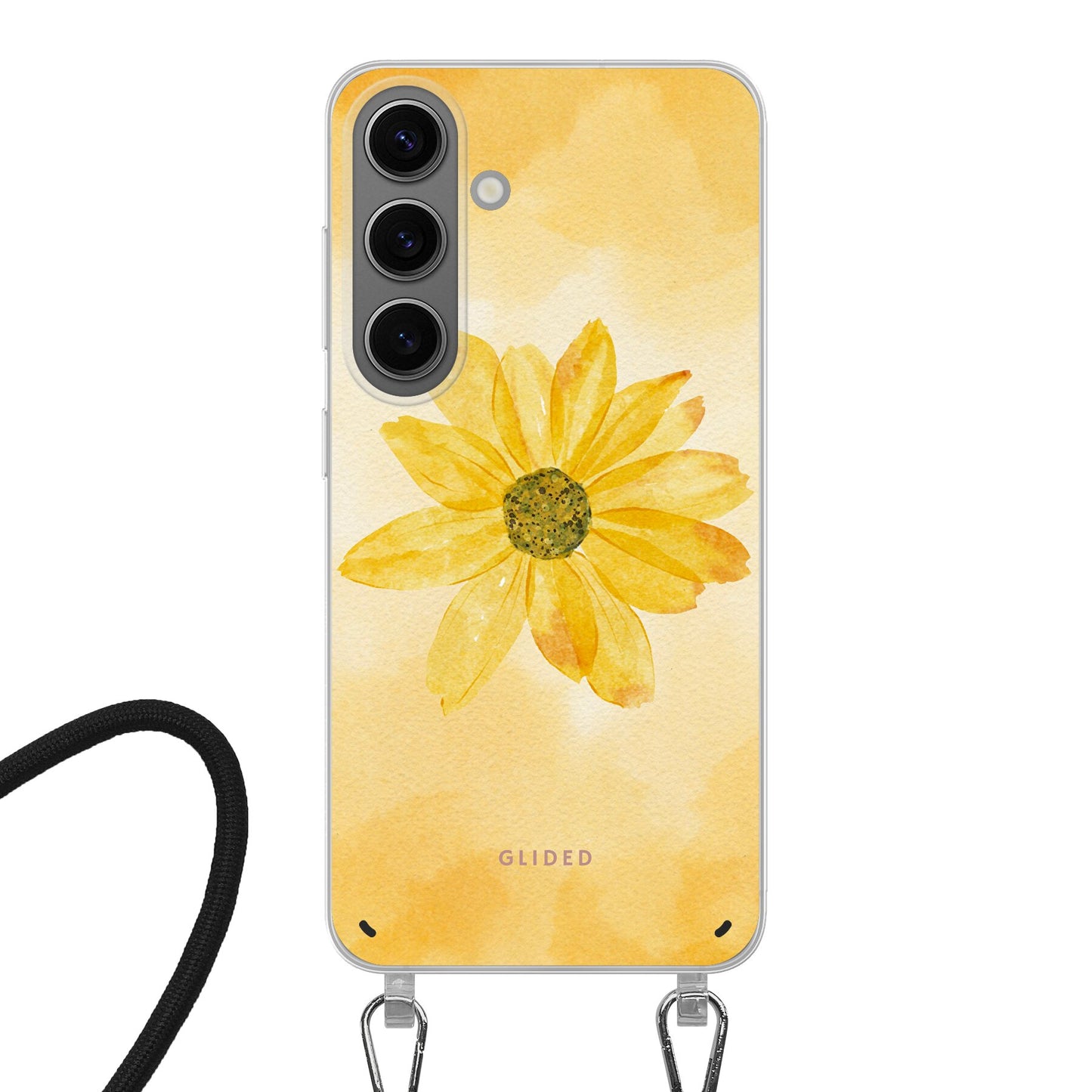 Yellow Flower - Samsung Galaxy S24 Handyhülle Crossbody case mit Band