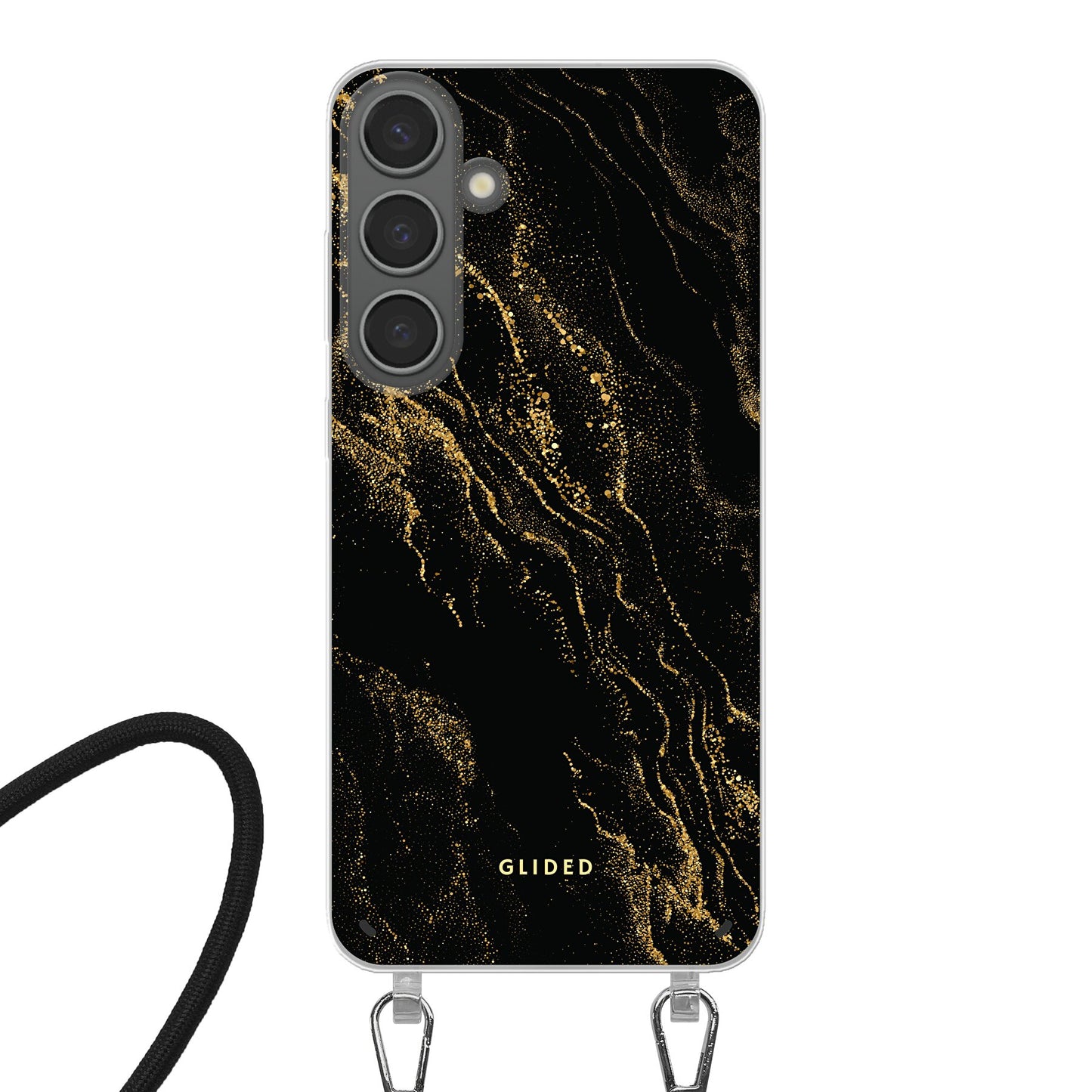 Black Marble - Samsung Galaxy S24 Plus Handyhülle Crossbody case mit Band