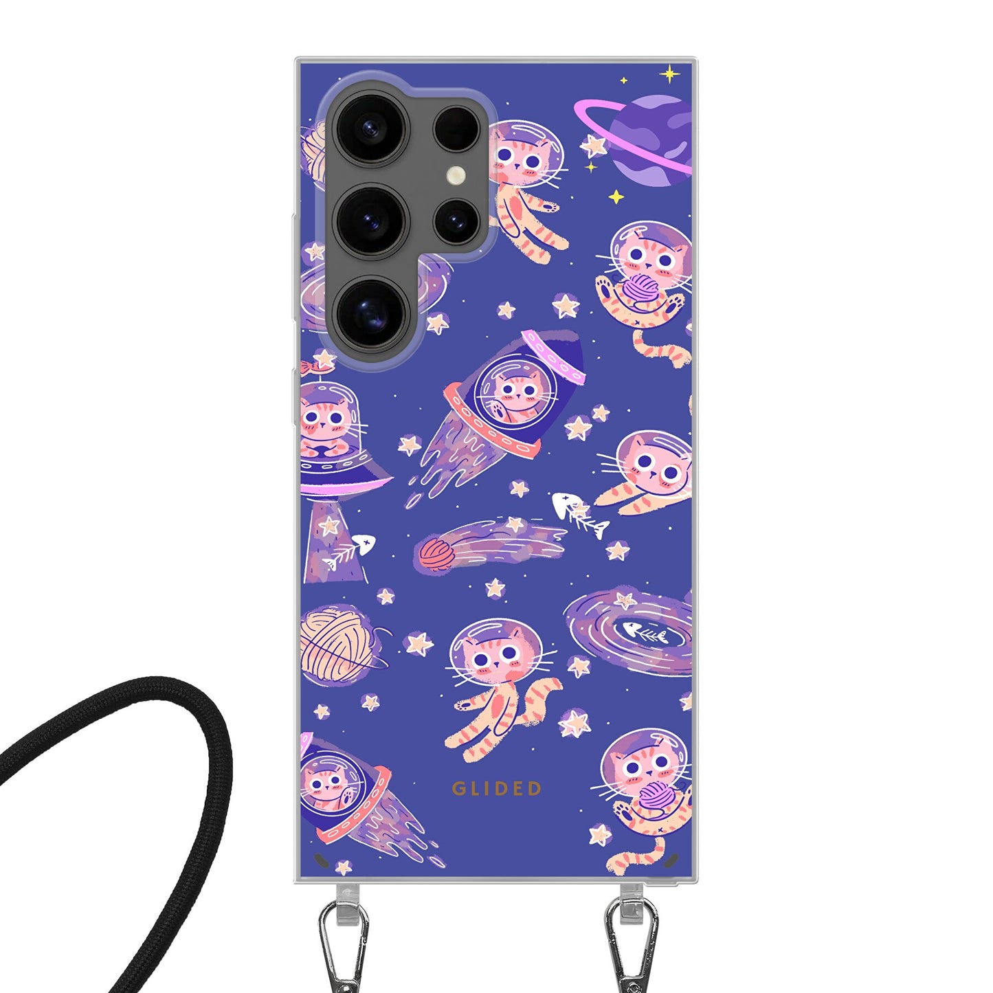 Space Cat - Samsung Galaxy S24 Ultra Handyhülle Crossbody case mit Band