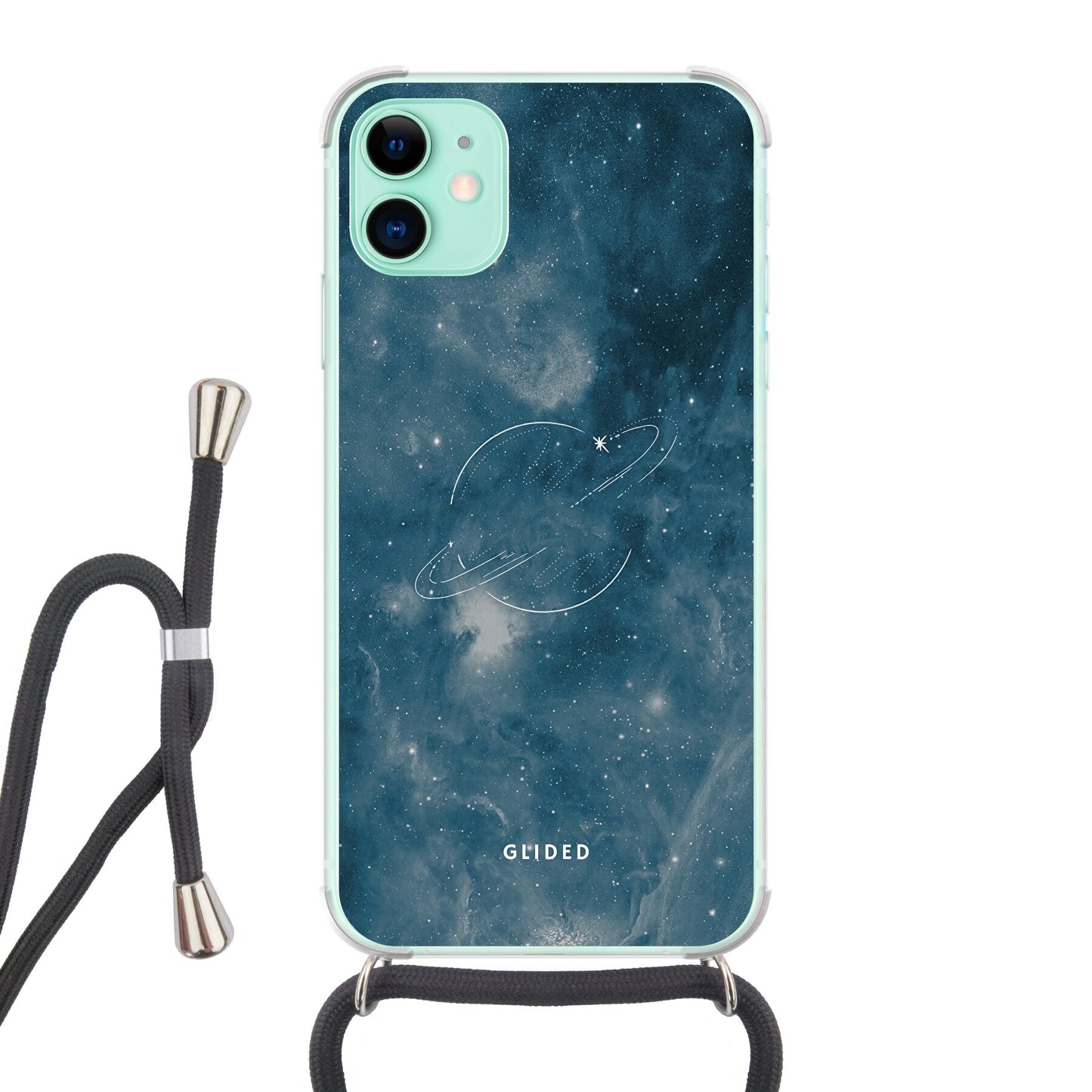 Space Time - iPhone 11 Handyhülle Crossbody case mit Band