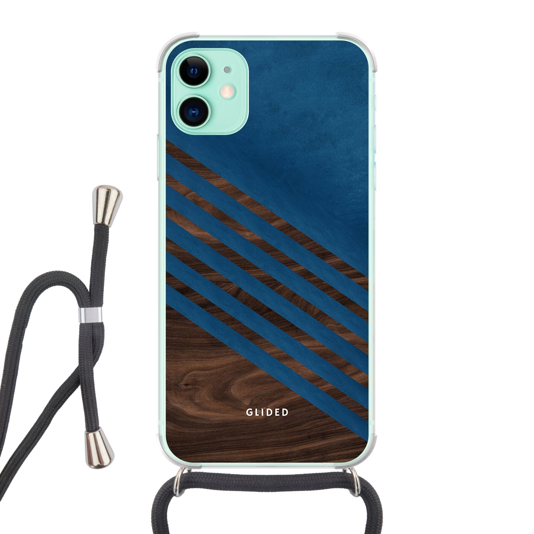 Blue Wood - iPhone 11 Handyhülle Crossbody case mit Band