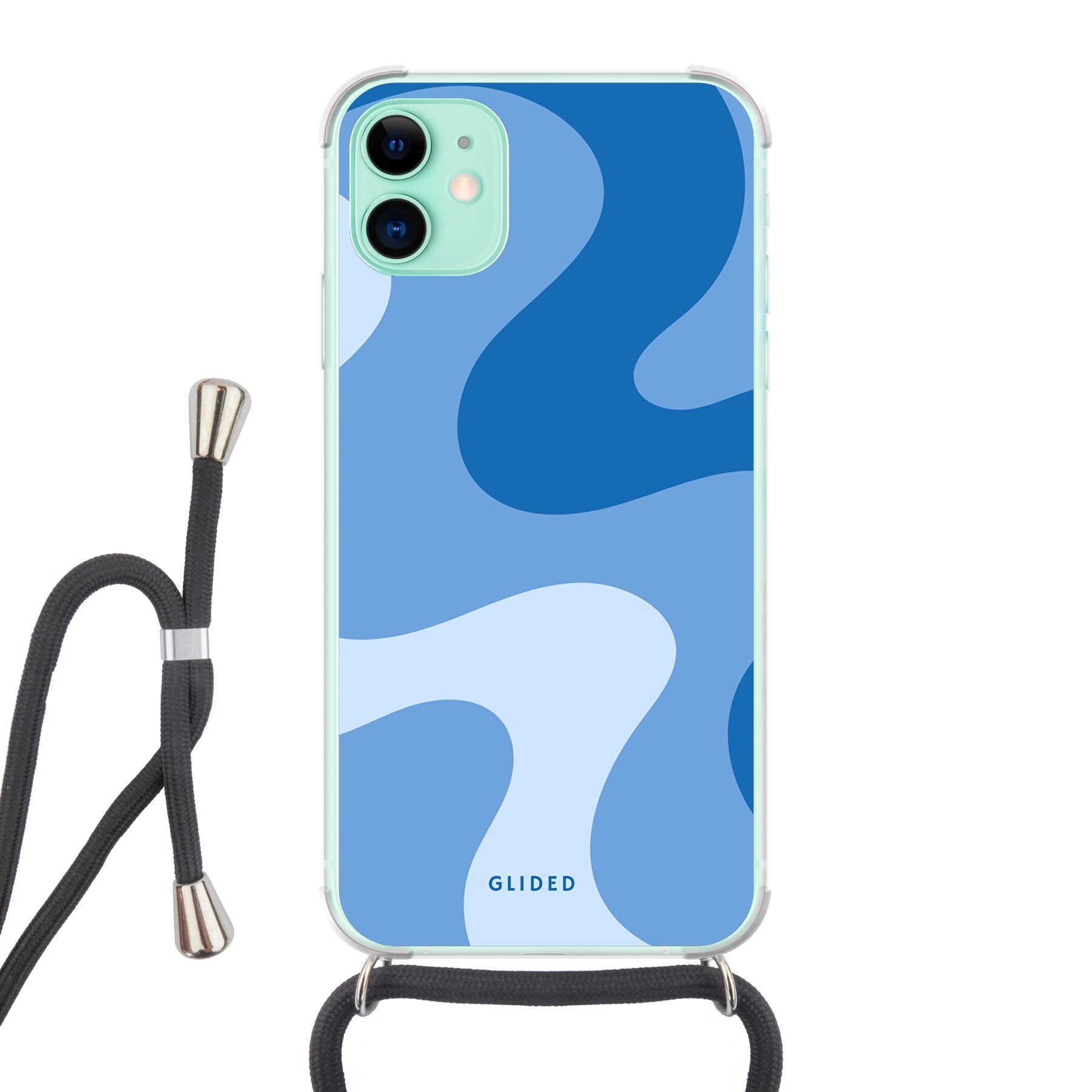 Blue Wave - iPhone 11 Handyhülle Crossbody case mit Band