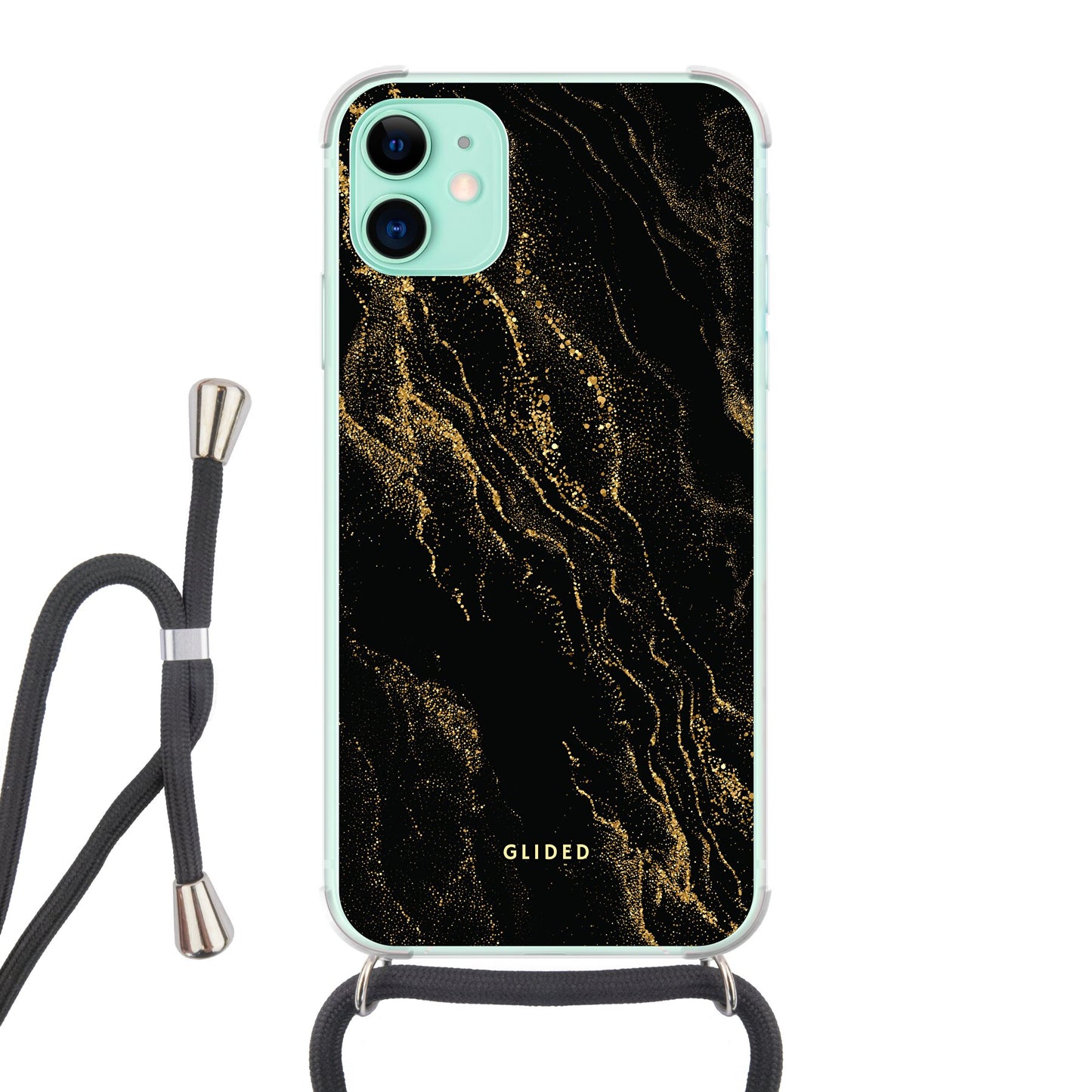 Black Marble - iPhone 11 Handyhülle Crossbody case mit Band