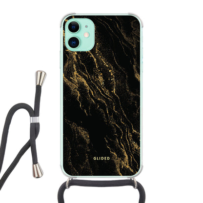 Black Marble - iPhone 11 Handyhülle Crossbody case mit Band