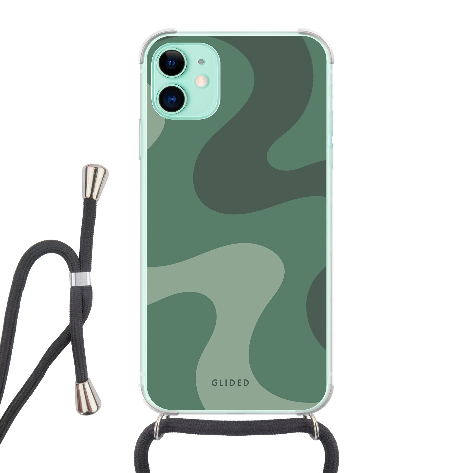 Green Wave - iPhone 11 Handyhülle Crossbody case mit Band