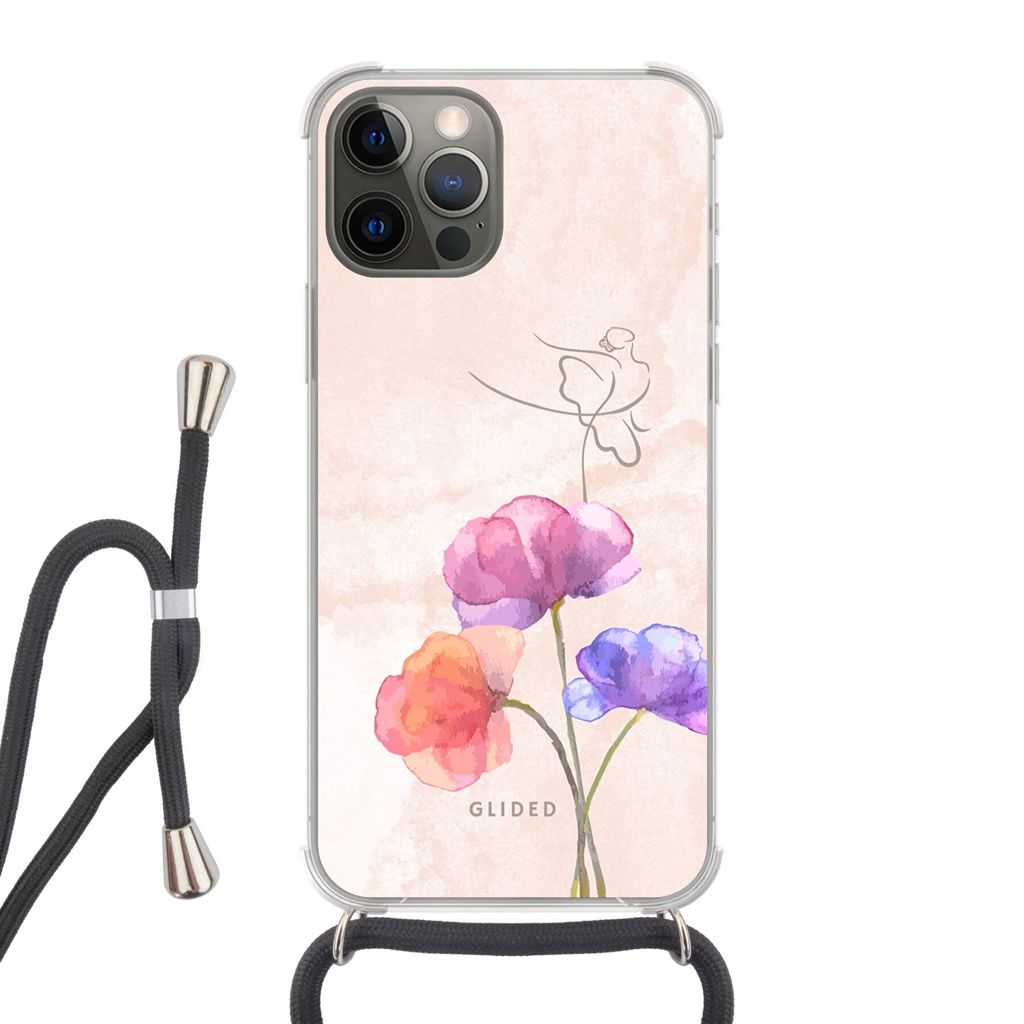 Blossom - iPhone 12 Handyhülle Crossbody case mit Band