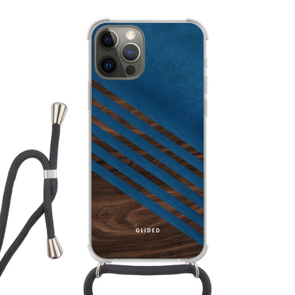 Blue Wood - iPhone 12 Handyhülle Crossbody case mit Band