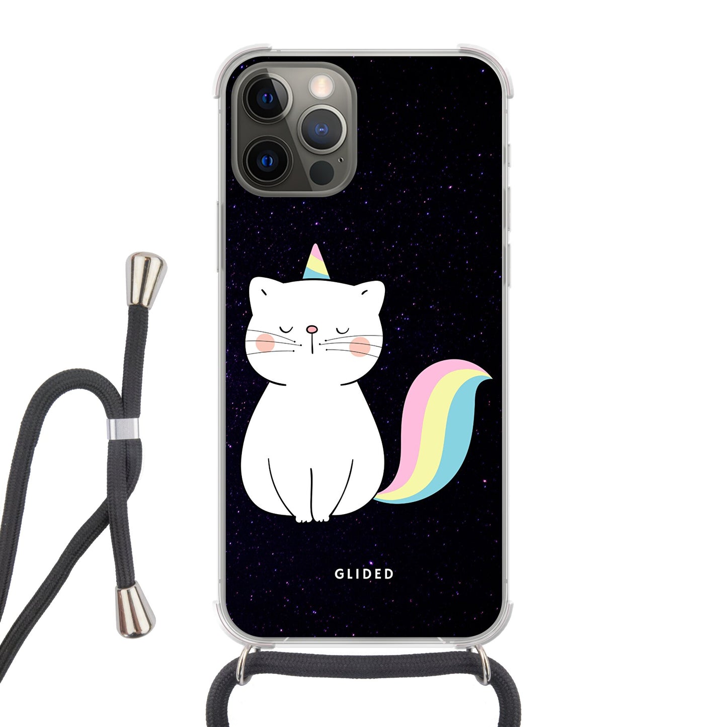 Unicorn Cat - iPhone 12 Handyhülle Crossbody case mit Band