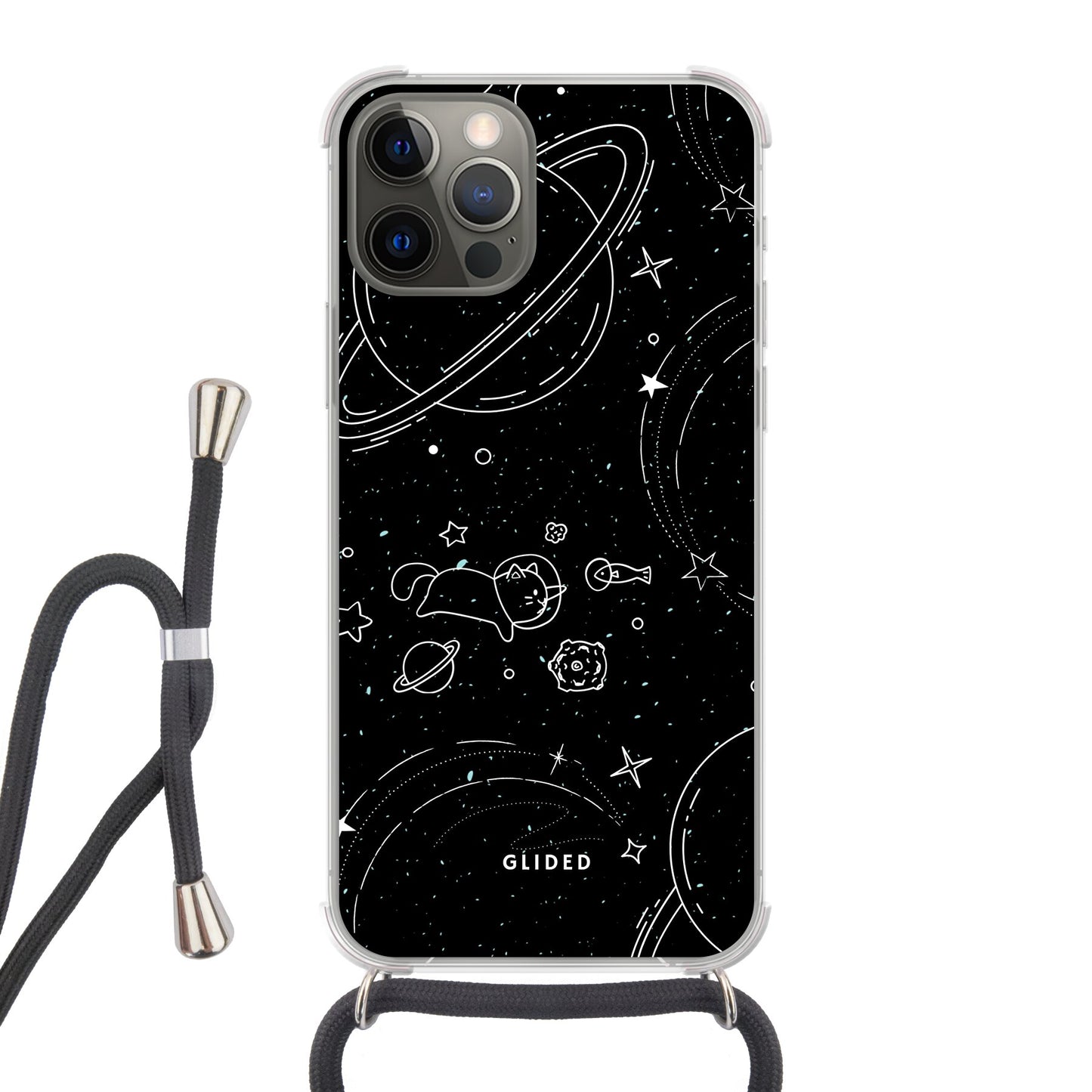 Cosmic Cat - iPhone 12 Handyhülle Crossbody case mit Band