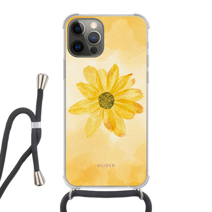 Yellow Flower - iPhone 12 Handyhülle Crossbody case mit Band