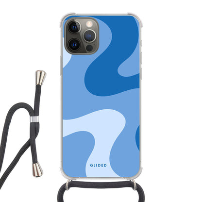 Blue Wave - iPhone 12 Handyhülle Crossbody case mit Band