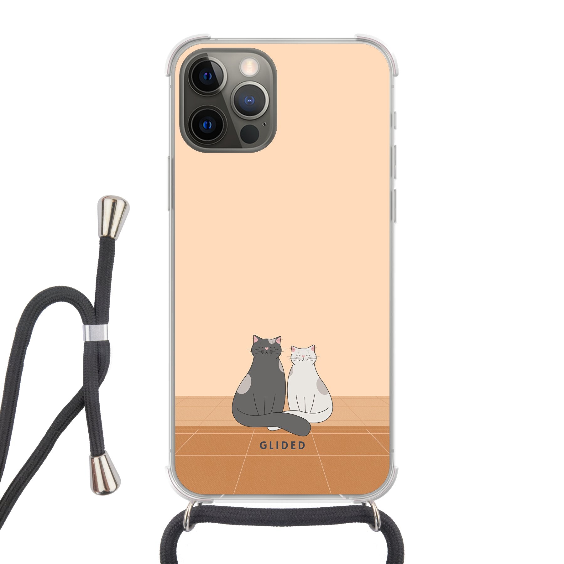 Catty Friends - iPhone 12 Handyhülle Crossbody case mit Band