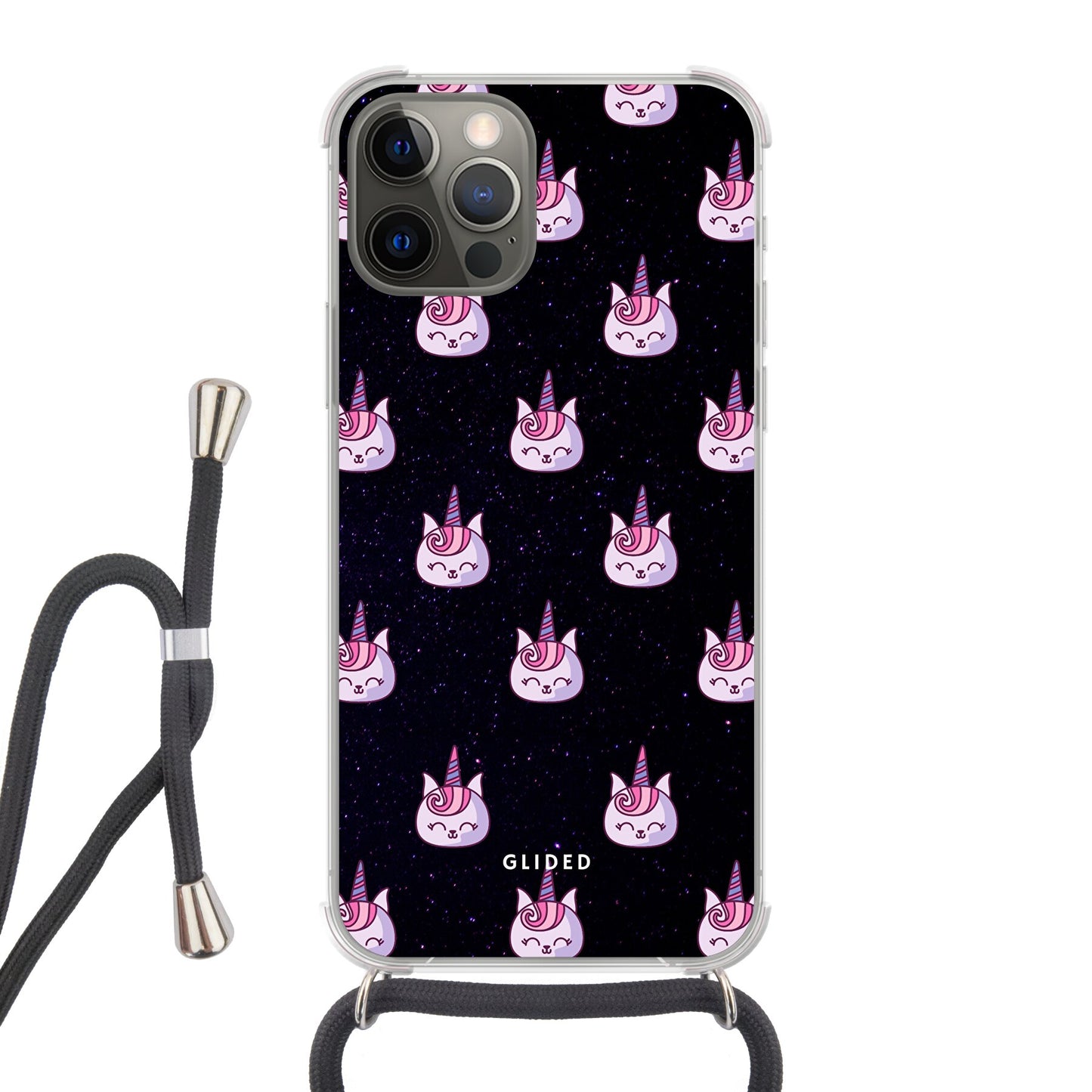 Unicorn Meow - iPhone 12 Handyhülle Crossbody case mit Band