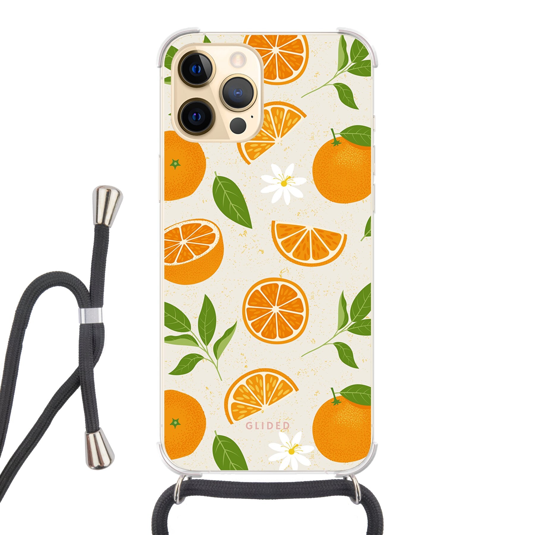 Tasty Orange - iPhone 12 Pro Max Handyhülle Crossbody case mit Band