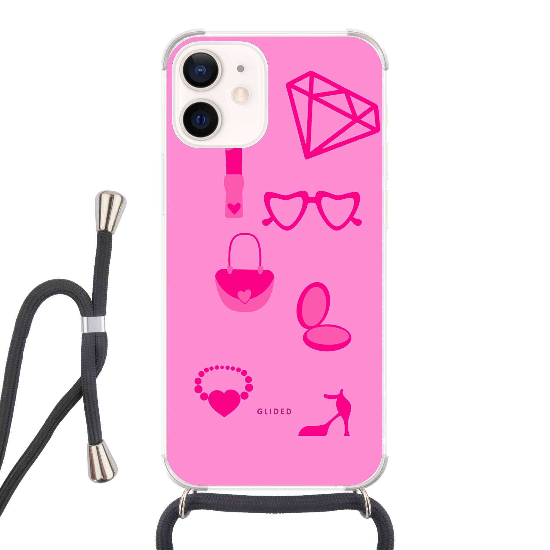 Glamor - iPhone 12 mini Handyhülle Crossbody case mit Band
