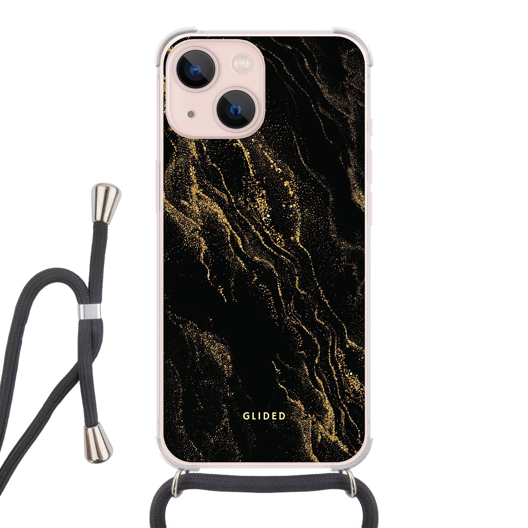 Black Marble - iPhone 13 Handyhülle Crossbody case mit Band