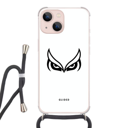 White Owl - iPhone 13 Handyhülle Crossbody case mit Band