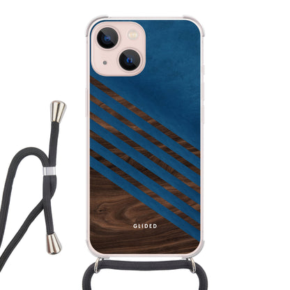 Blue Wood - iPhone 13 Handyhülle Crossbody case mit Band