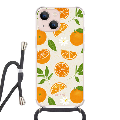 Tasty Orange - iPhone 13 Handyhülle Crossbody case mit Band