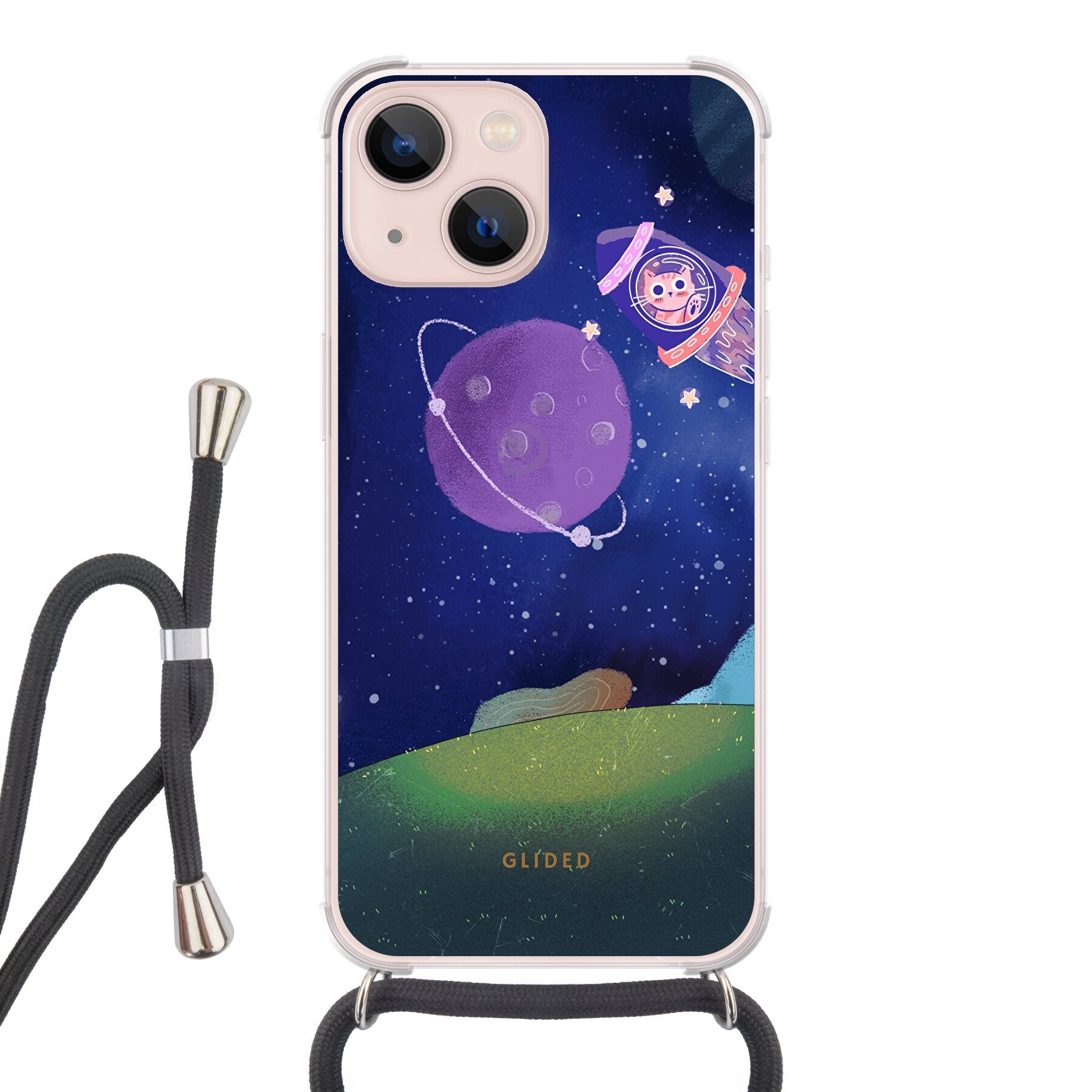 Galaxy Cat - iPhone 13 Handyhülle Crossbody case mit Band