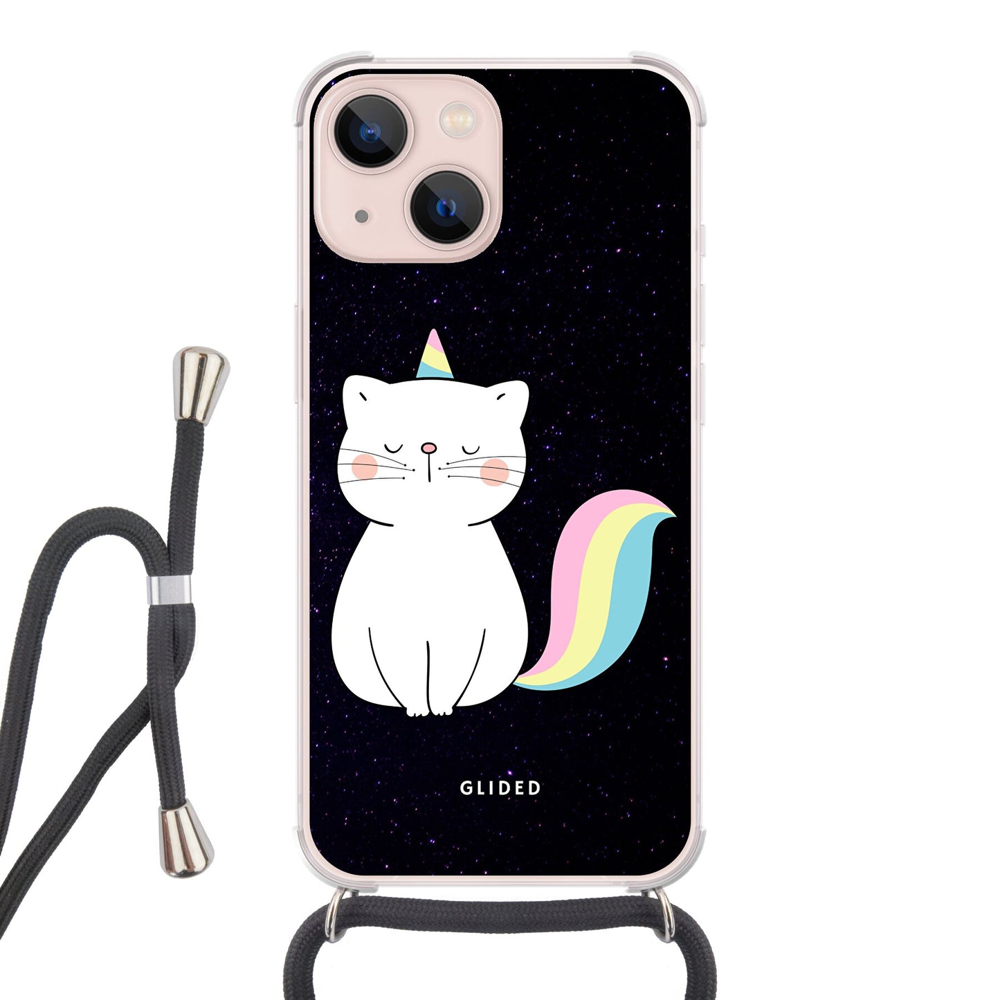 Unicorn Cat - iPhone 13 Handyhülle Crossbody case mit Band