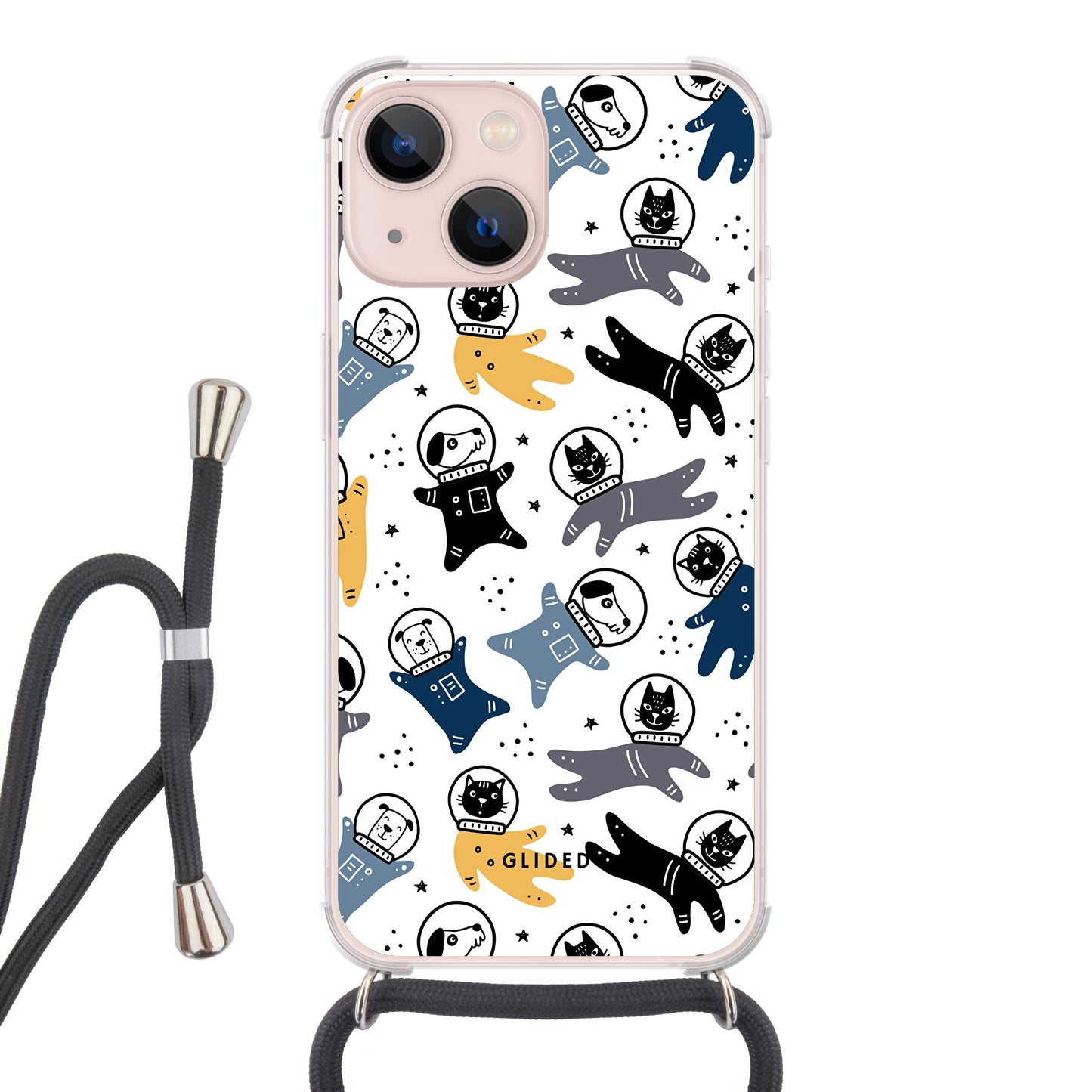 Paws Space - iPhone 13 Handyhülle Crossbody case mit Band