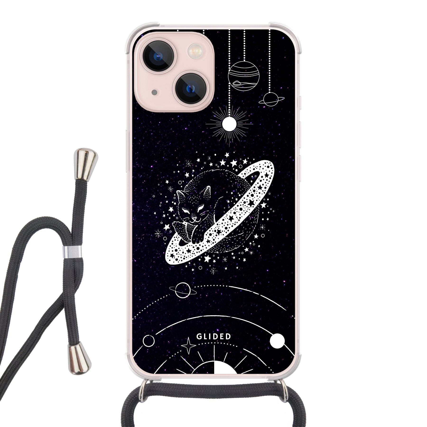 Astro Whiskers - iPhone 13 Handyhülle Crossbody case mit Band