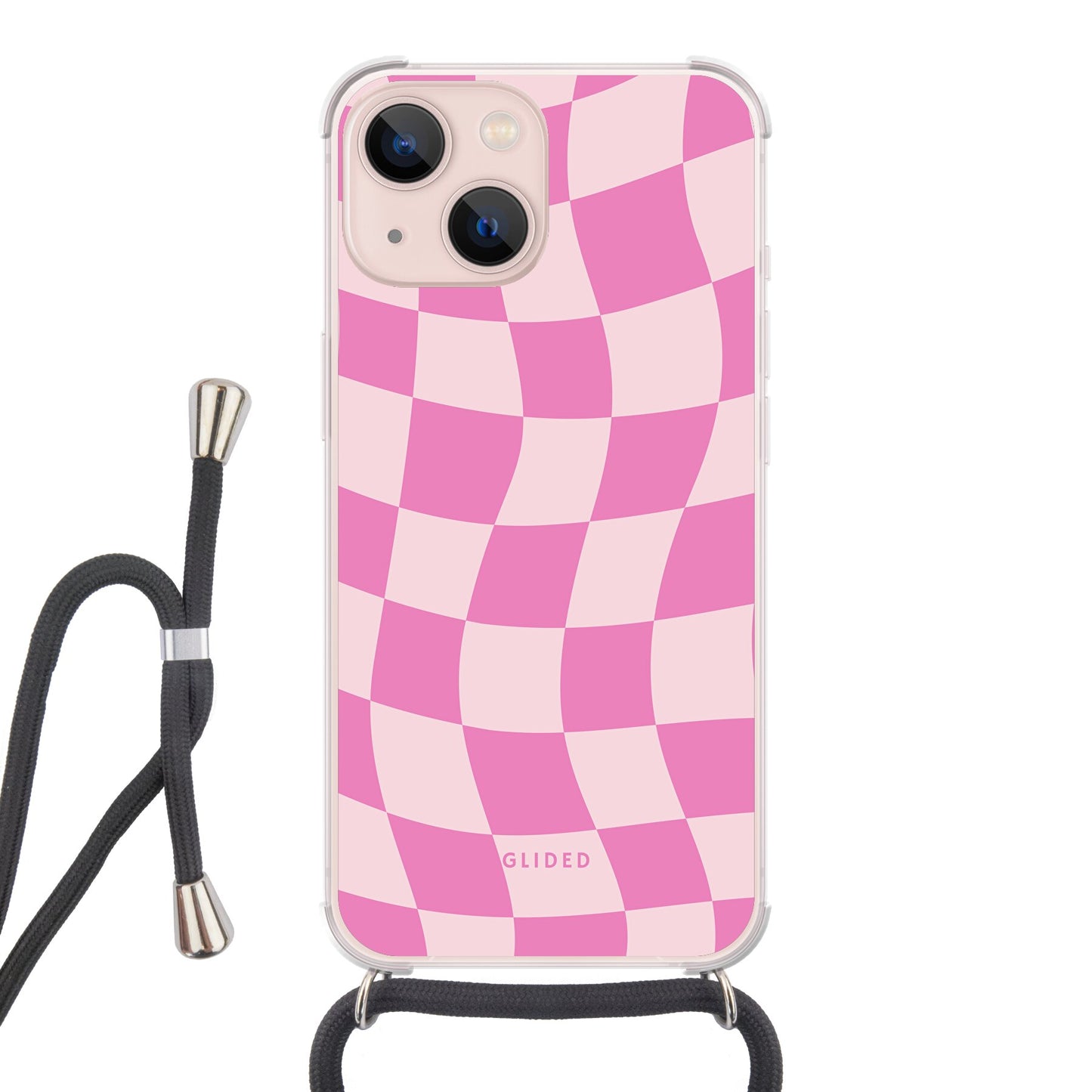 Pink Chess - iPhone 13 Handyhülle Crossbody case mit Band