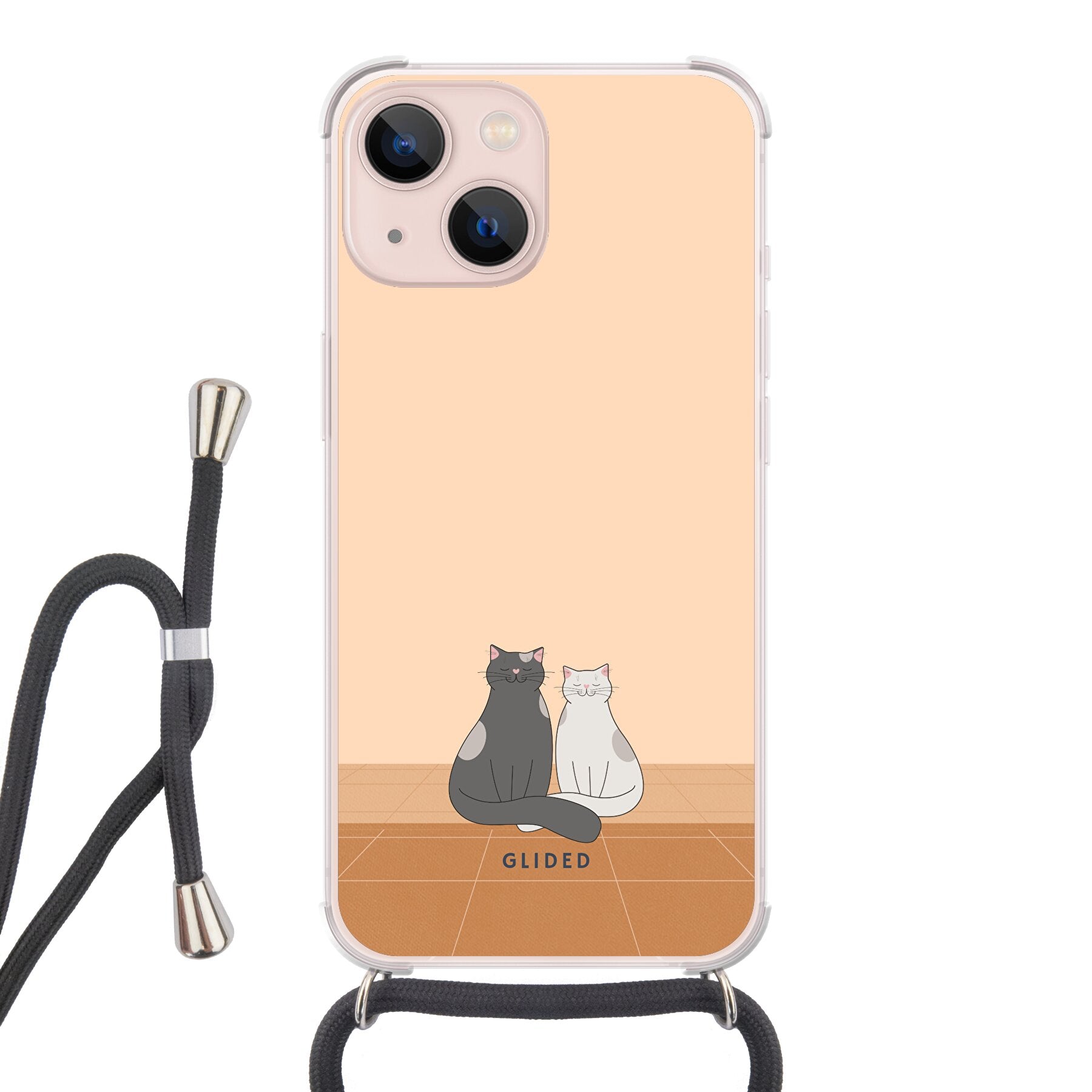 Catty Friends - iPhone 13 Handyhülle Crossbody case mit Band