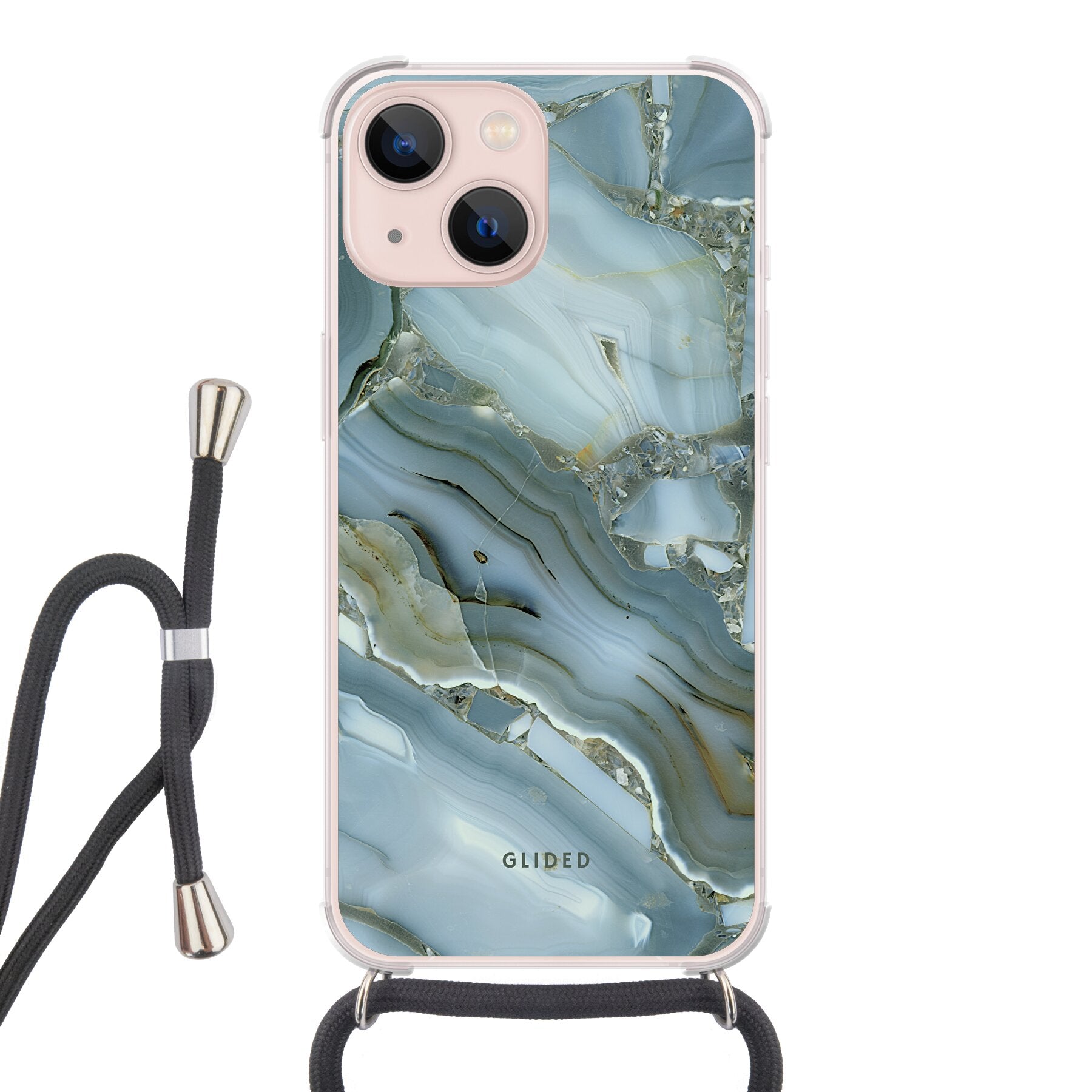 Green Marble - iPhone 13 Handyhülle Crossbody case mit Band