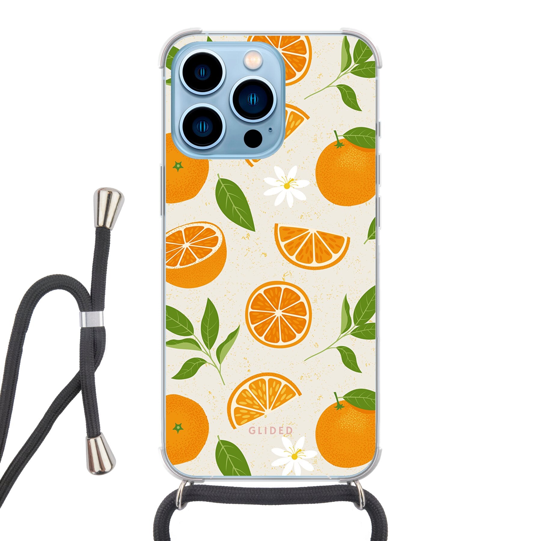 Tasty Orange - iPhone 13 Pro Handyhülle Crossbody case mit Band