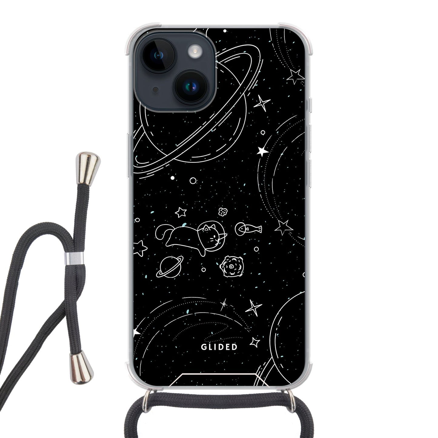 Cosmic Cat - iPhone 14 Handyhülle Crossbody case mit Band