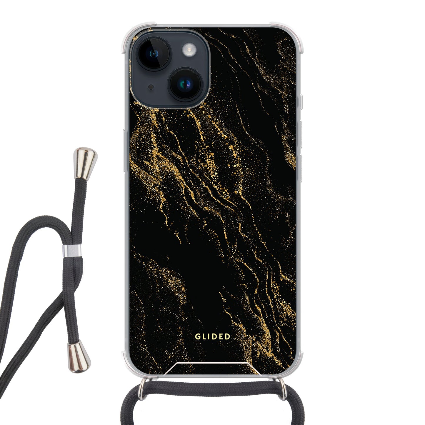 Black Marble - iPhone 14 Handyhülle Crossbody case mit Band