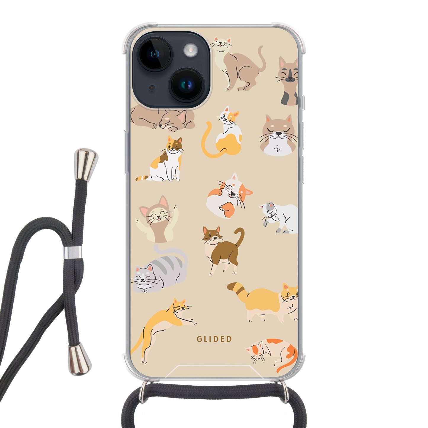 Meow - iPhone 14 Handyhülle Crossbody case mit Band
