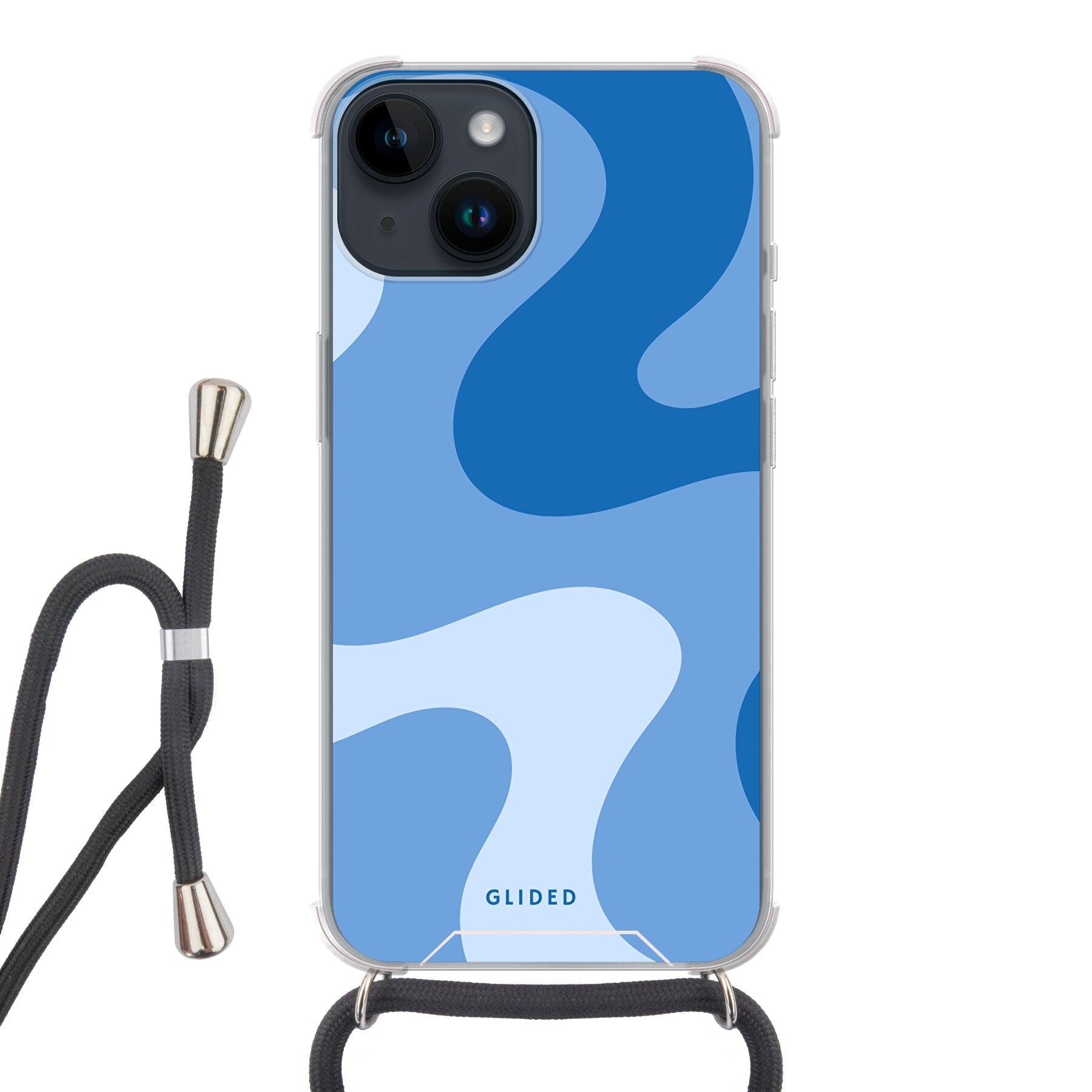 Blue Wave - iPhone 14 Handyhülle Crossbody case mit Band