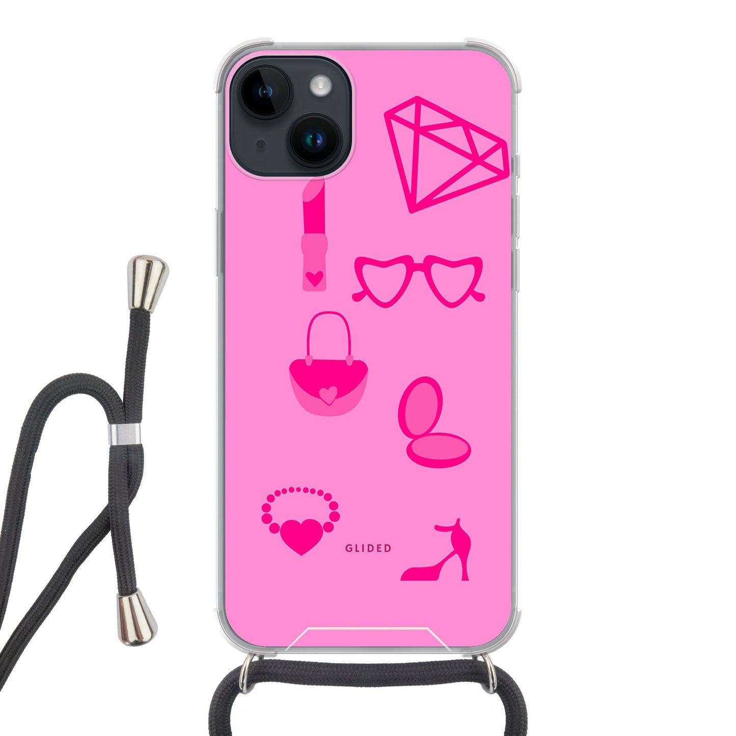 Glamor - iPhone 14 Pro Handyhülle Crossbody case mit Band