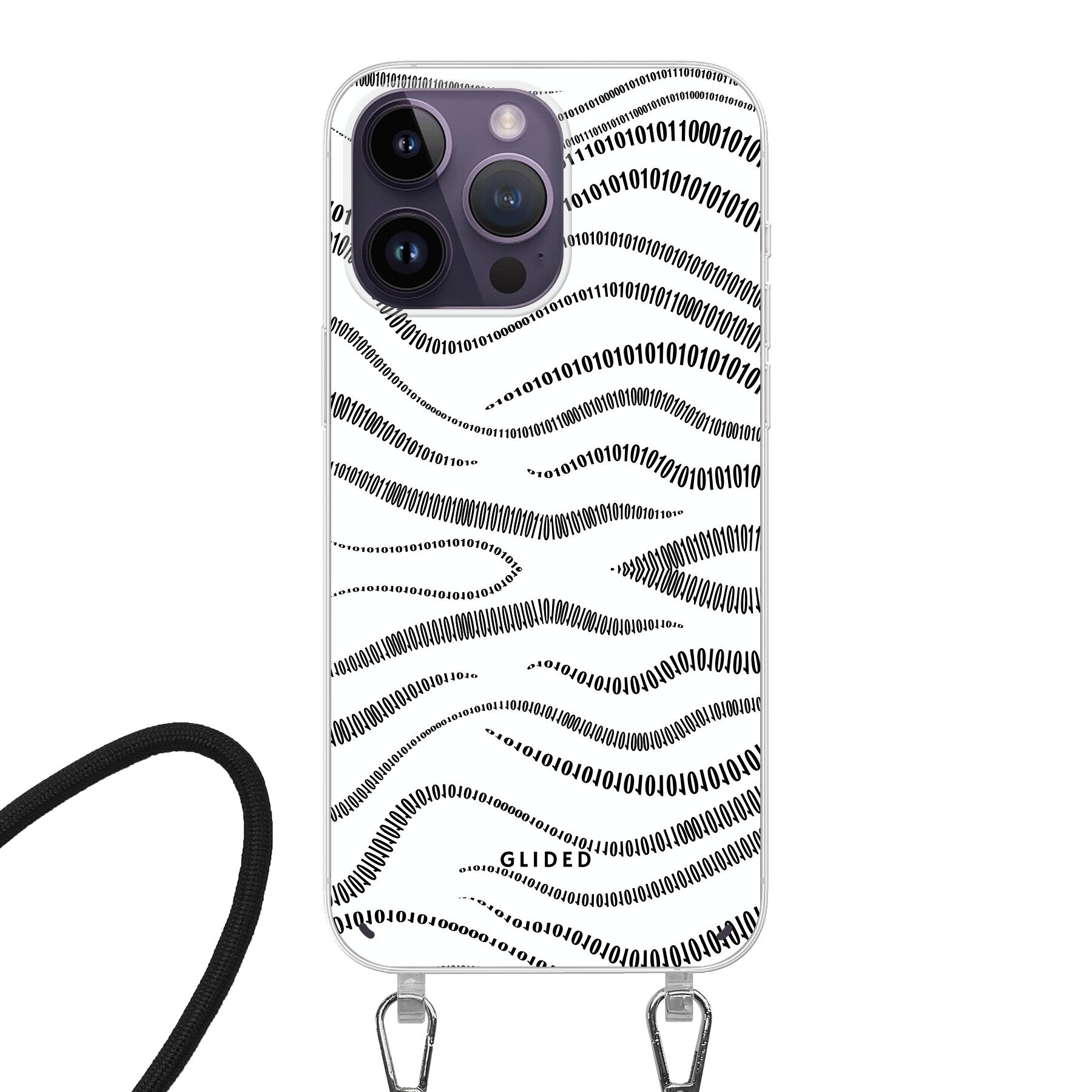 Binary Code - iPhone 14 Pro Handyhülle Crossbody case mit Band