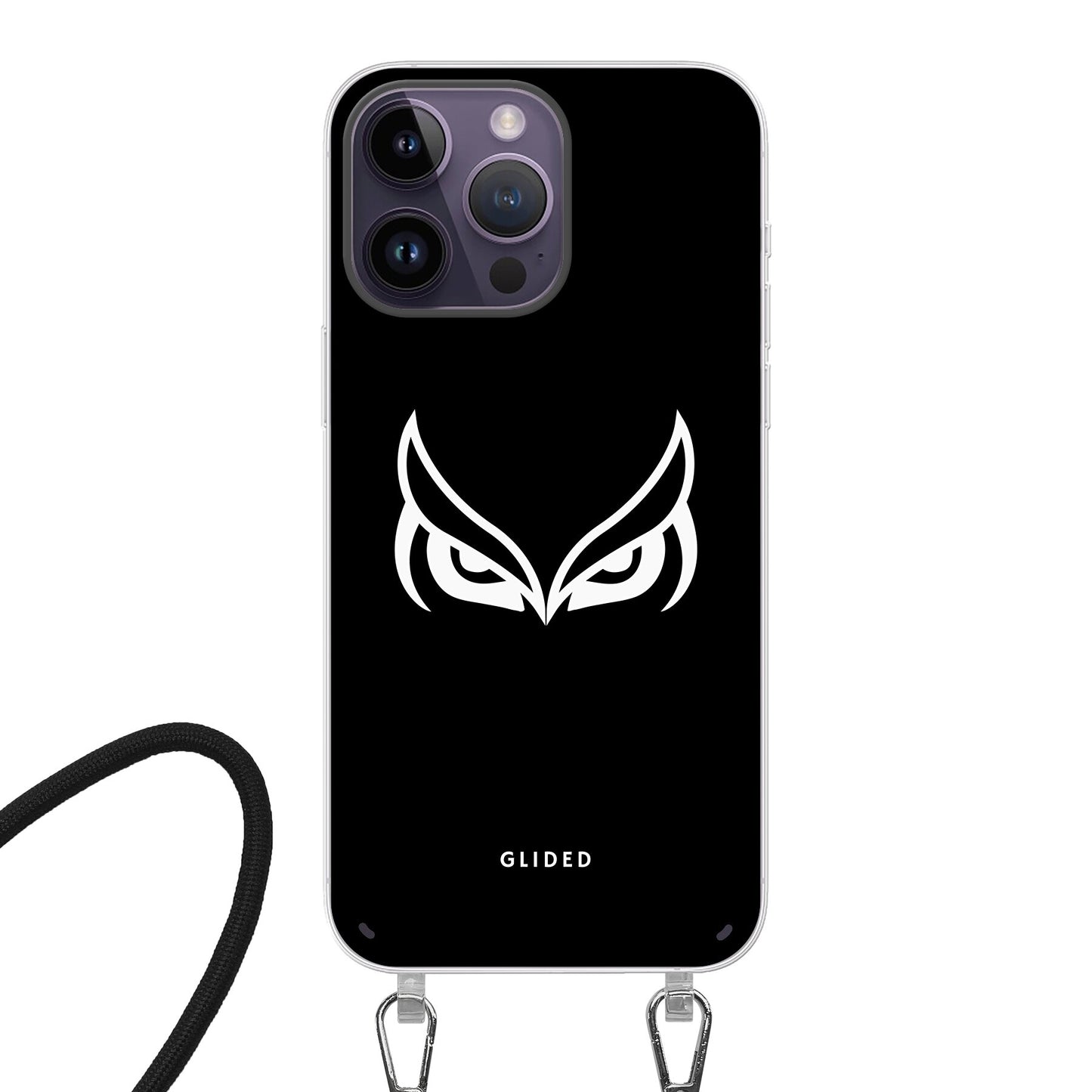 Dark owl - iPhone 14 Pro Handyhülle Crossbody case mit Band