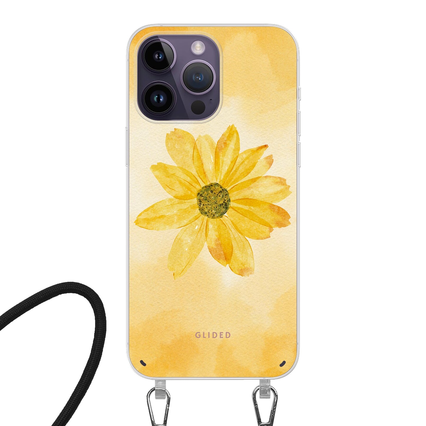 Yellow Flower - iPhone 14 Pro Handyhülle Crossbody case mit Band