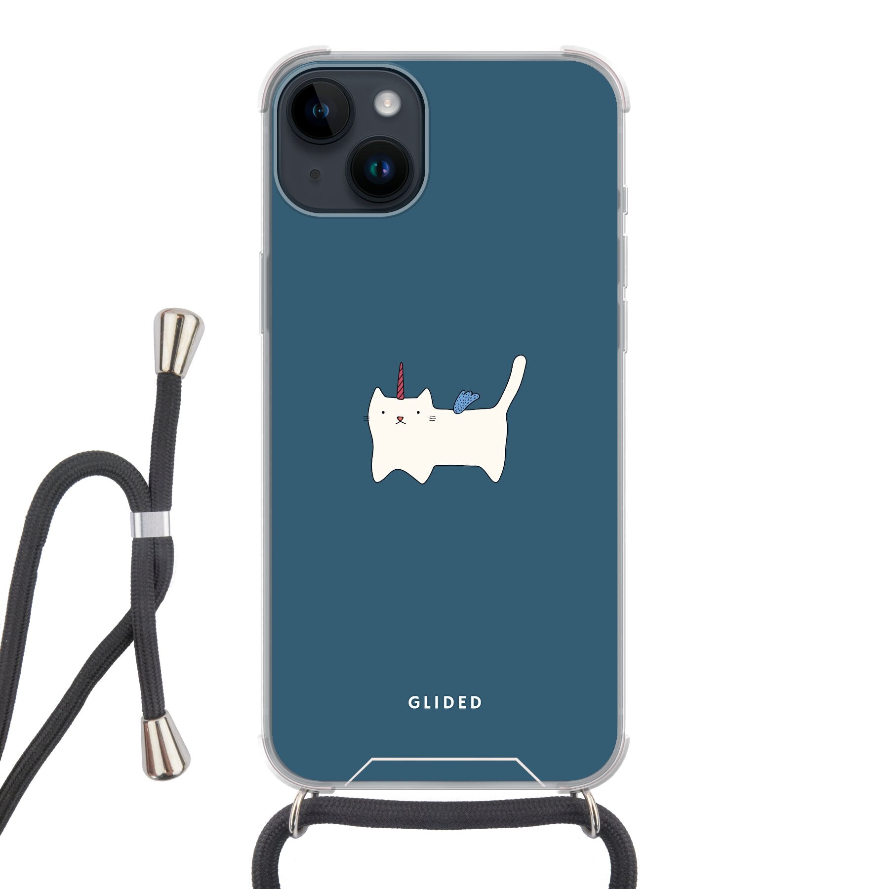 Wonder Cat - iPhone 14 Pro Handyhülle Crossbody case mit Band