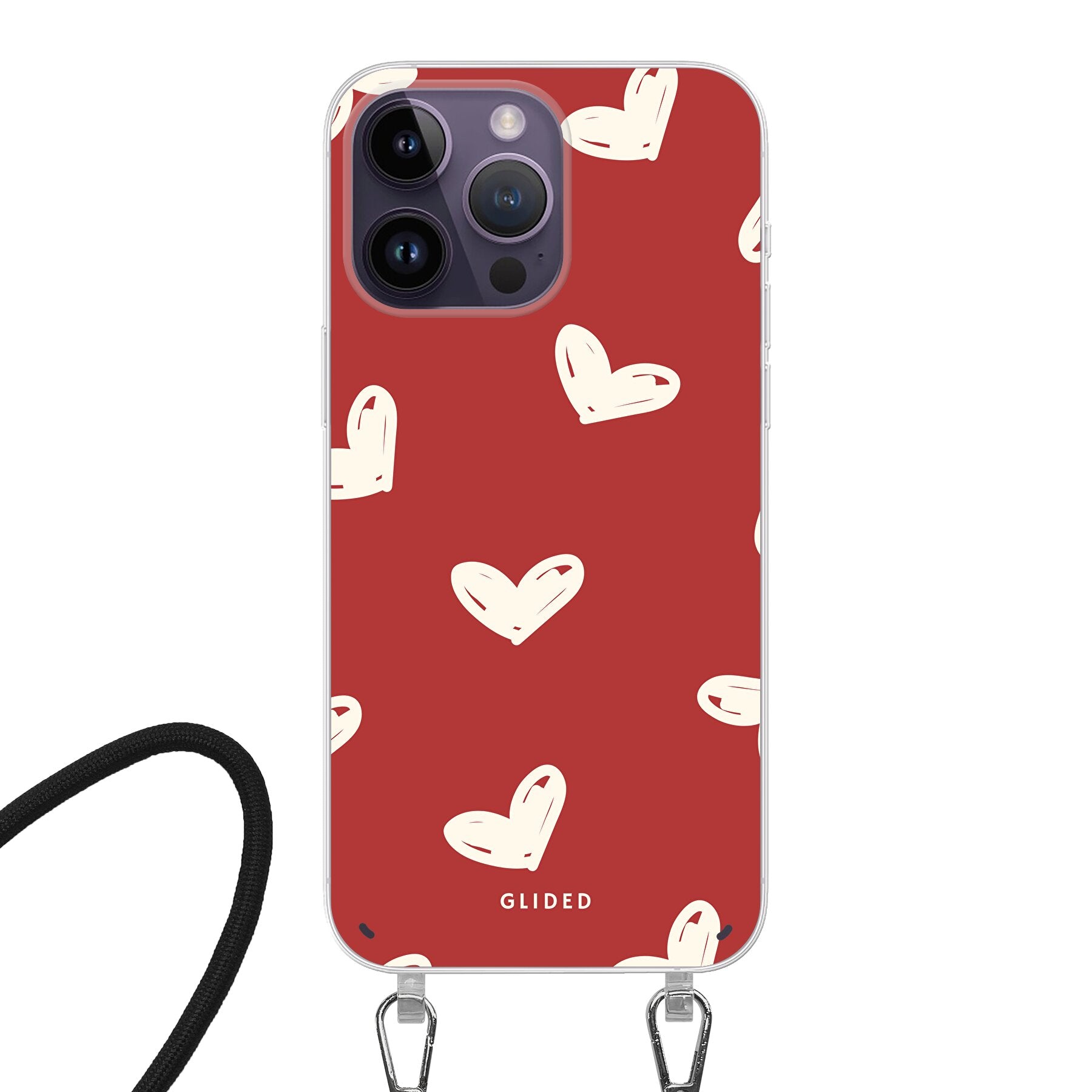 Red Love - iPhone 14 Pro - Crossbody case mit Band