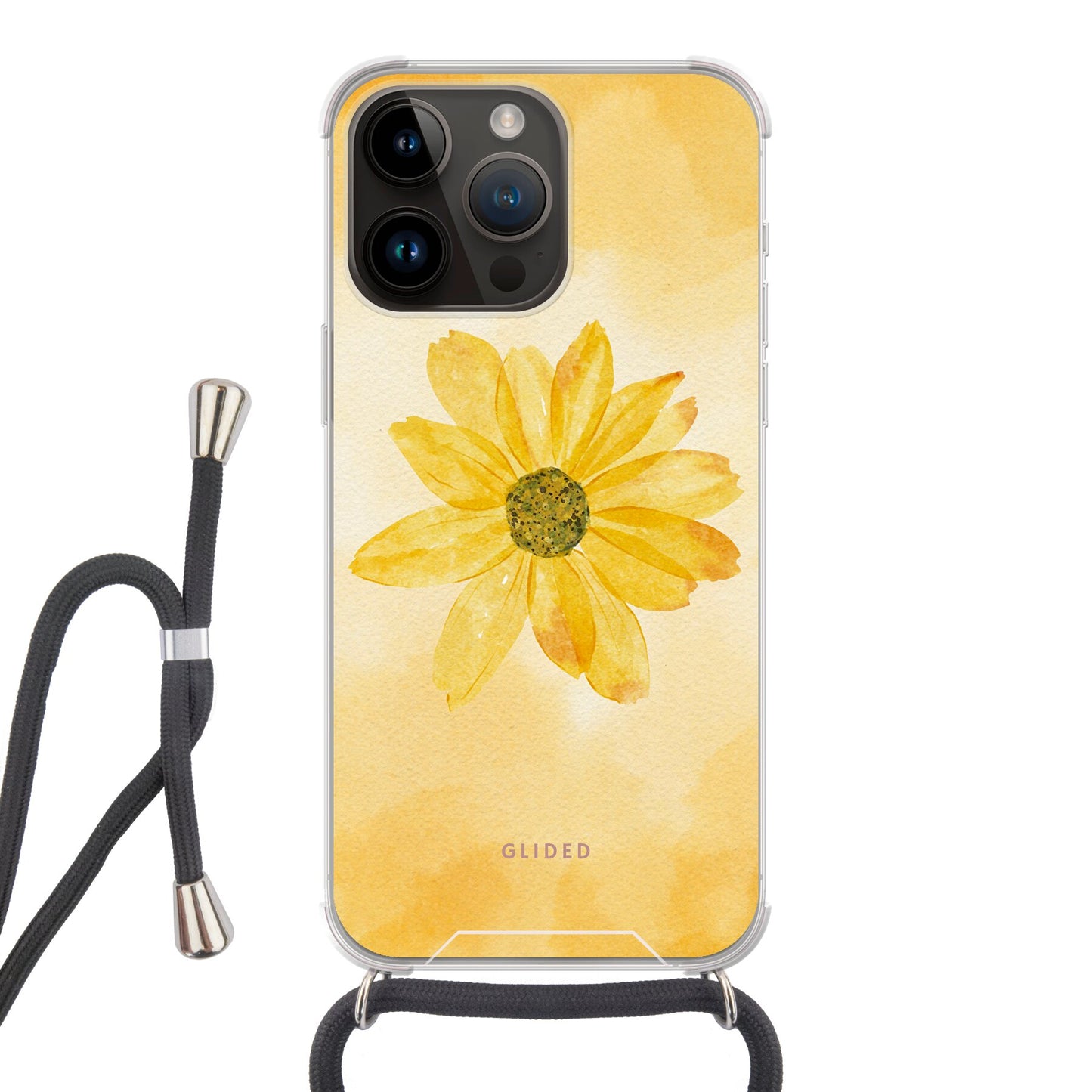 Yellow Flower - iPhone 14 Pro Max Handyhülle Crossbody case mit Band