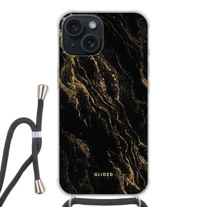 Black Marble - iPhone 15 Handyhülle Crossbody case mit Band