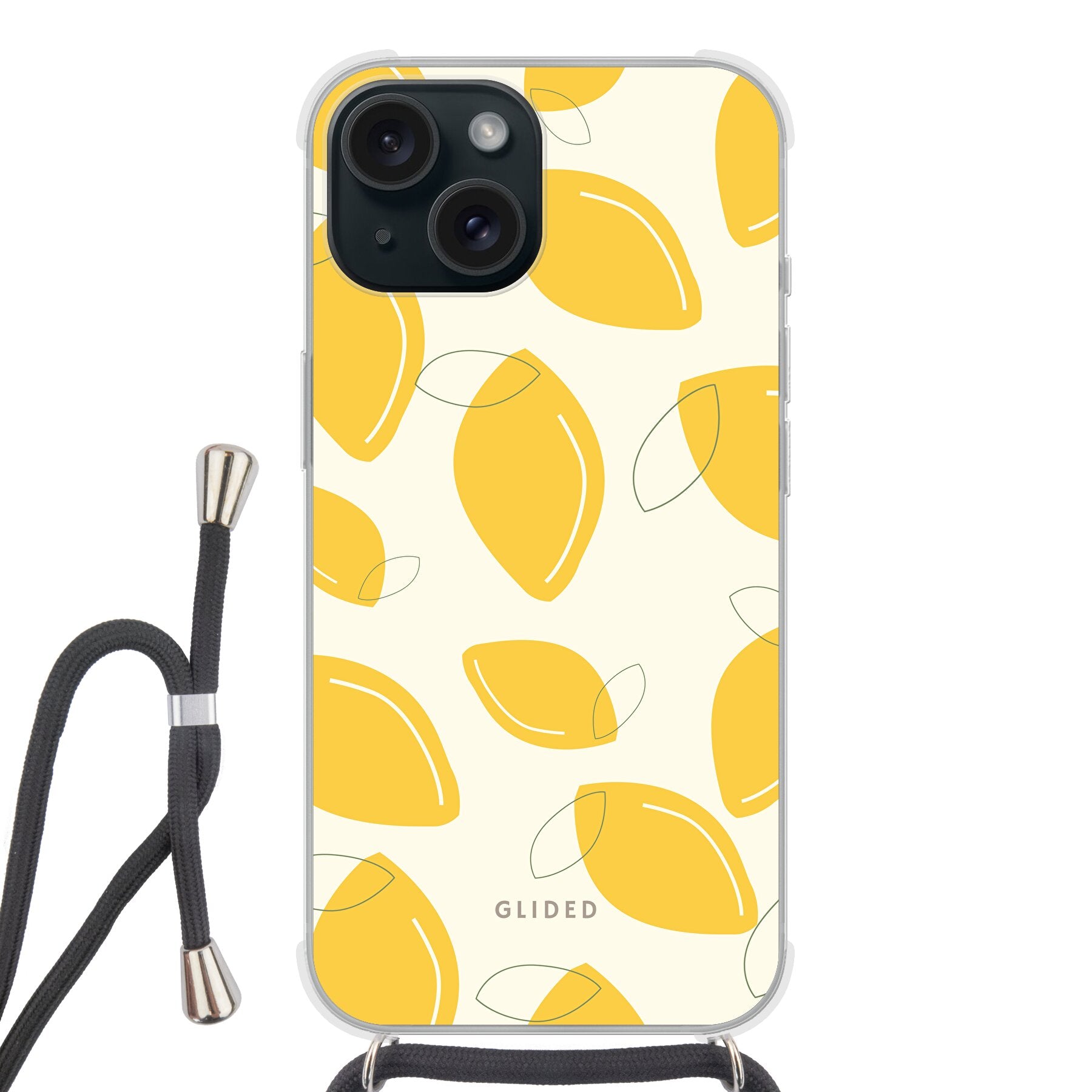 Abstract Lemon - iPhone 15 - Crossbody case mit Band