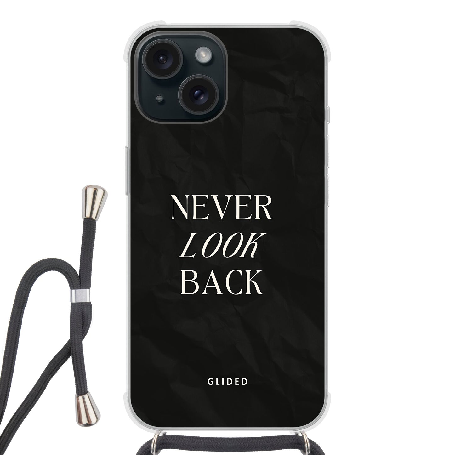 Never Back - iPhone 15 Handyhülle Crossbody case mit Band